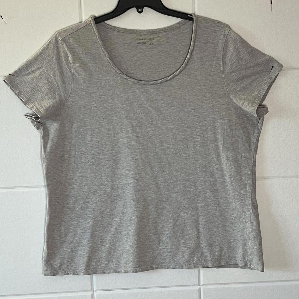 Coldwater Creek 2X T-shirt gray short sleeve scoop neck 100% cotton